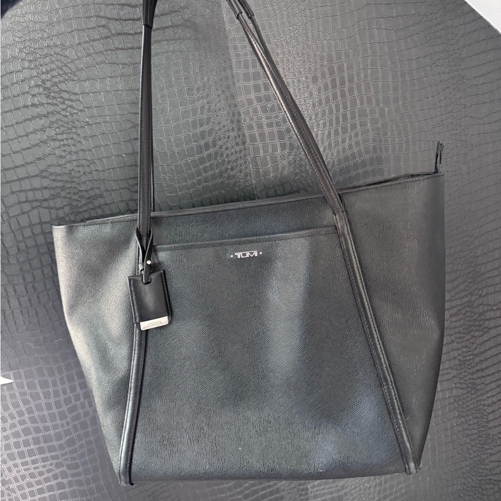 Tumi Black Leather Tote Bag